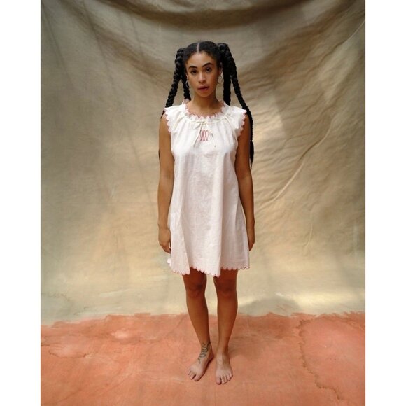 Sonderhaus French Market Dress White Large Summer Beach Vacation Fish Pool Linen - Picture 1 of 8